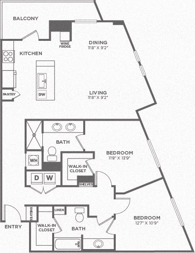 A black and white image of a house floor plan.